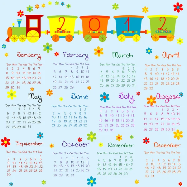 2012 Календар з мультяшним поїздом для хлопчиків — стокове фото