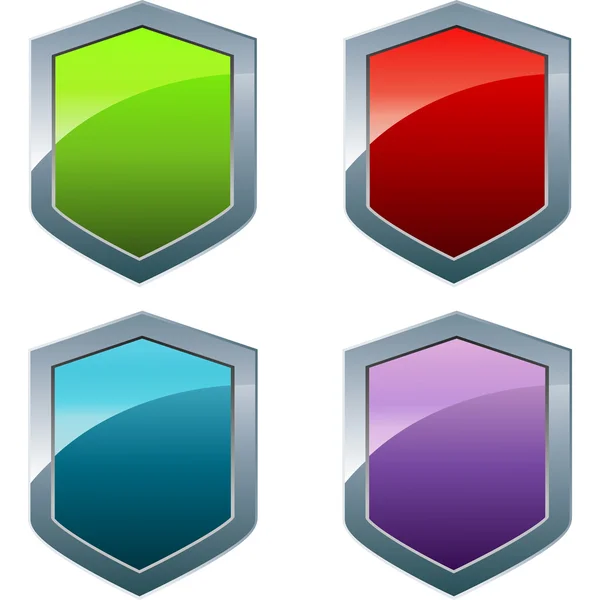 Shiny shields in different colors — Stock Photo, Image