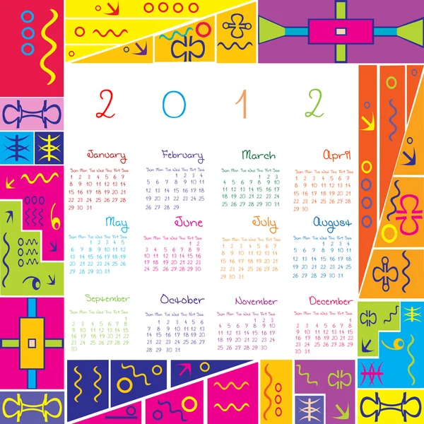 Çocuklar için renkli çerçeve ile 2012 takvimi — Stok fotoğraf
