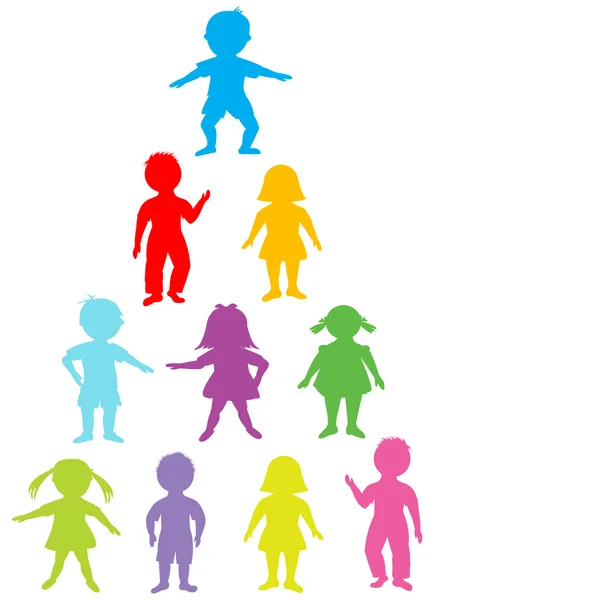 Grupo de niños estilizados de color — Foto de Stock