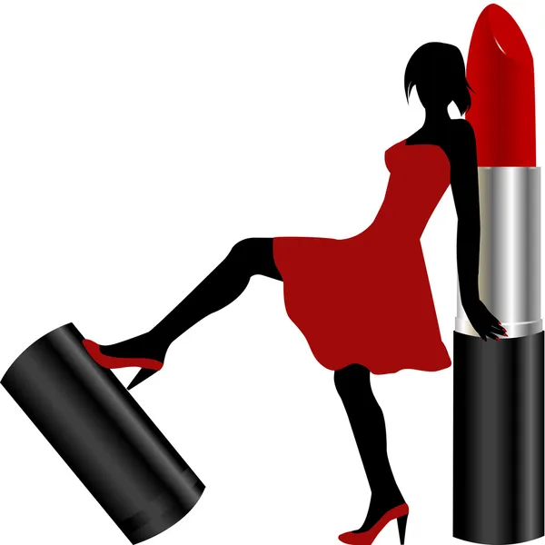 Mujer sexy con lápiz labial rojo — Foto de Stock
