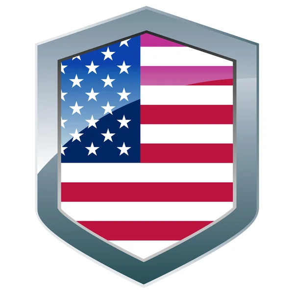 Amerikan bayrağı ile gümüş kalkan — Stok fotoğraf