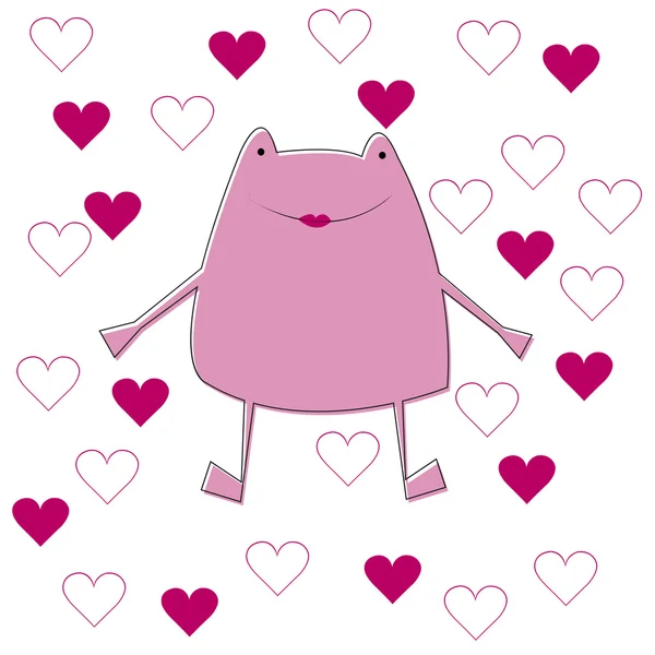 Карточная иллюстрация с розовой лягушкой — стоковое фото