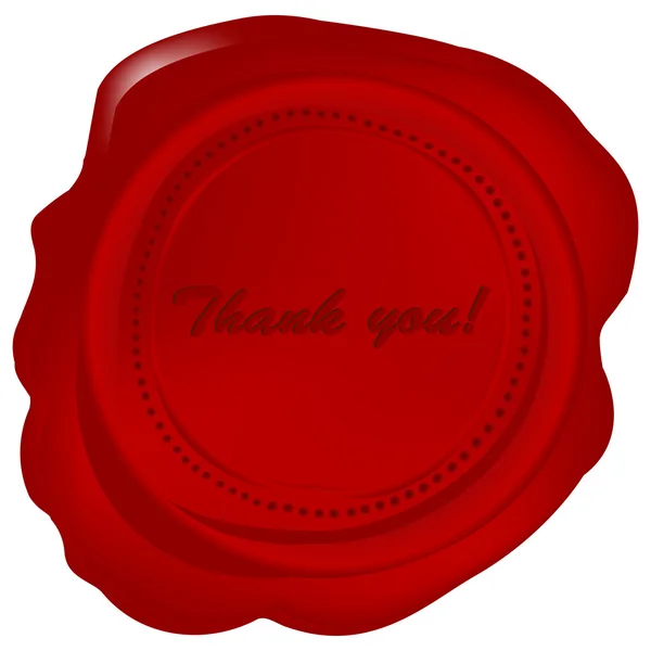 Red wax seal with Thank you — Stock Photo, Image