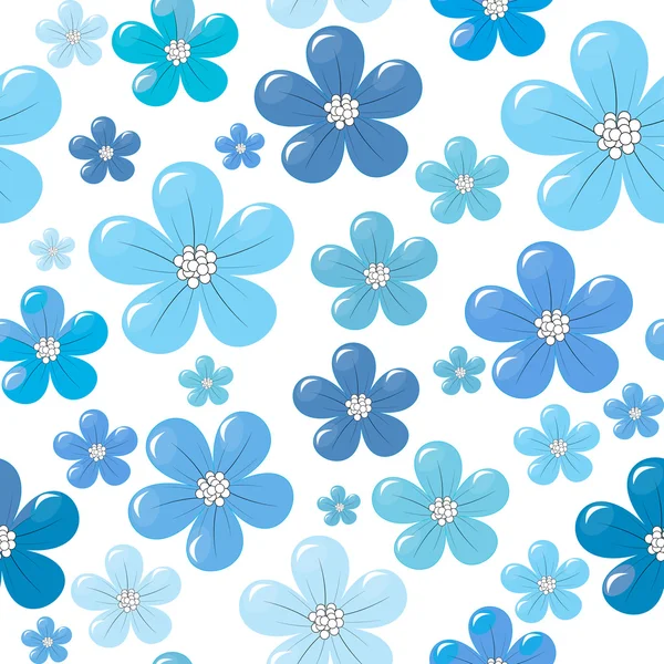 Naadloos patroon met blauwe bloemen — Stockfoto