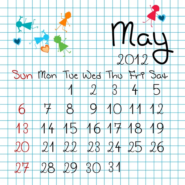 Calendar for May 2012 — Stock Photo, Image