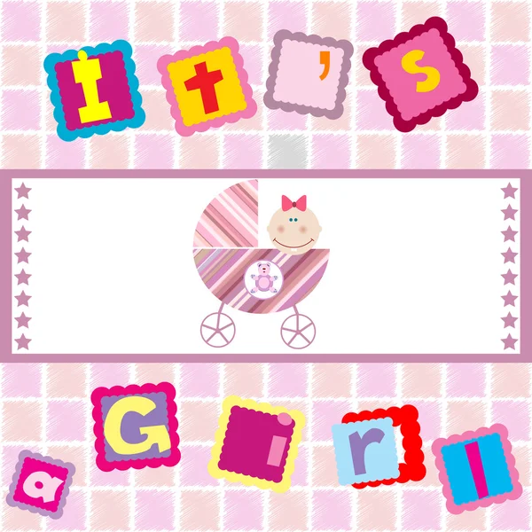 It's a girl announcement with baby girl — Stock Photo, Image