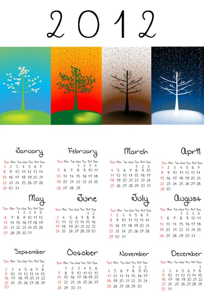 2012 kalender met de seizoenen — Stok fotoğraf