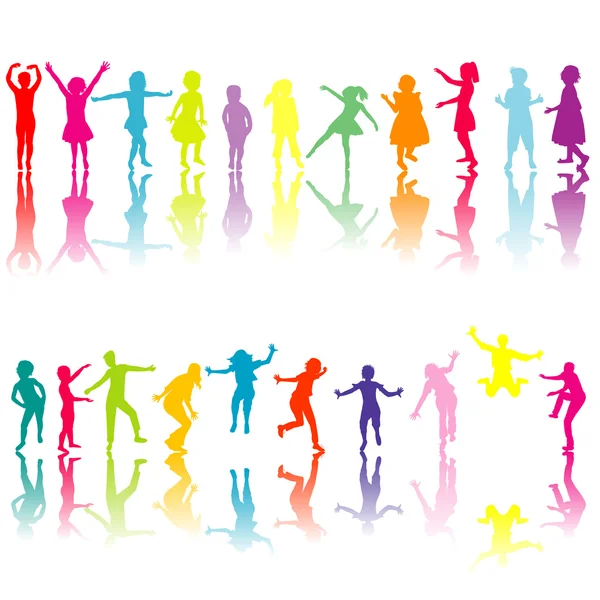 Collection of colored children silhouettes — Stock Photo, Image