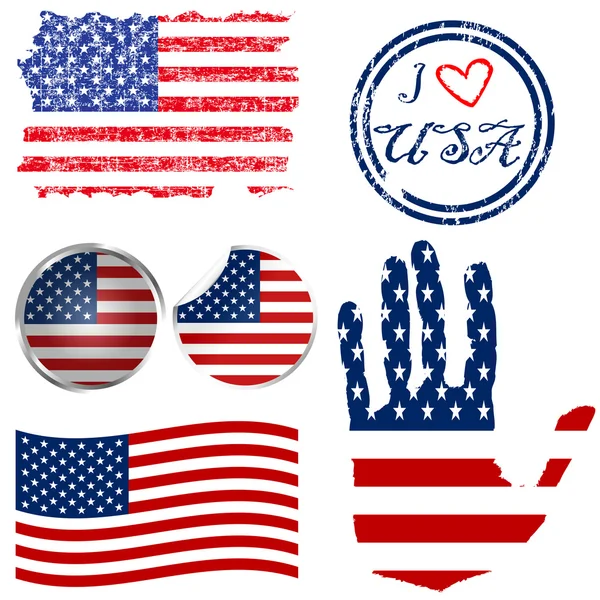 Set of American flags — Stock Photo, Image