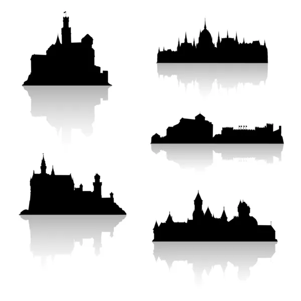 Black castle silhouettes. Set no 2. — Stock Photo, Image