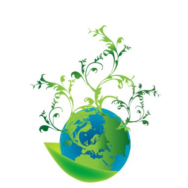 Abstract eco concept with seed and the planet Earth clipart