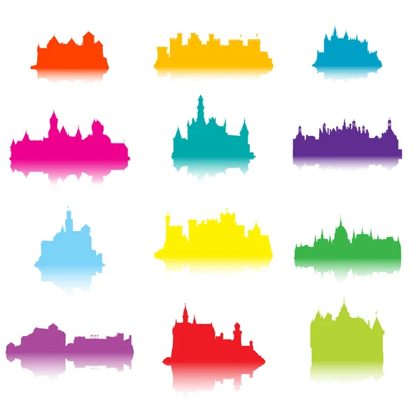 Colored castle silhouettes — Stock Photo, Image