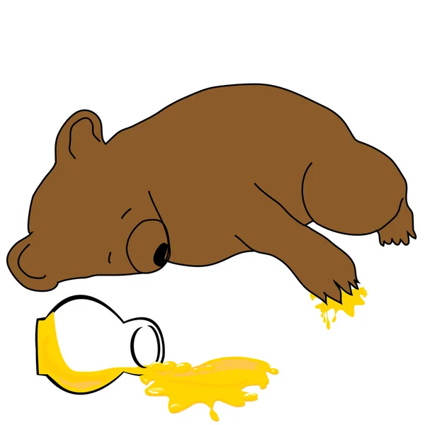 Urso adormecido com um pote de mel — Fotografia de Stock