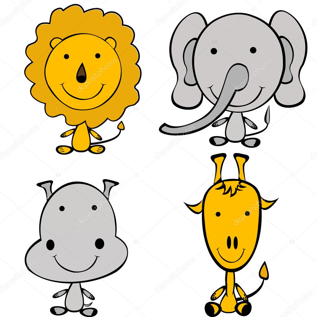 Stylized Doodle Jungle Animals Stock Photo By ©hibrida13 6021729