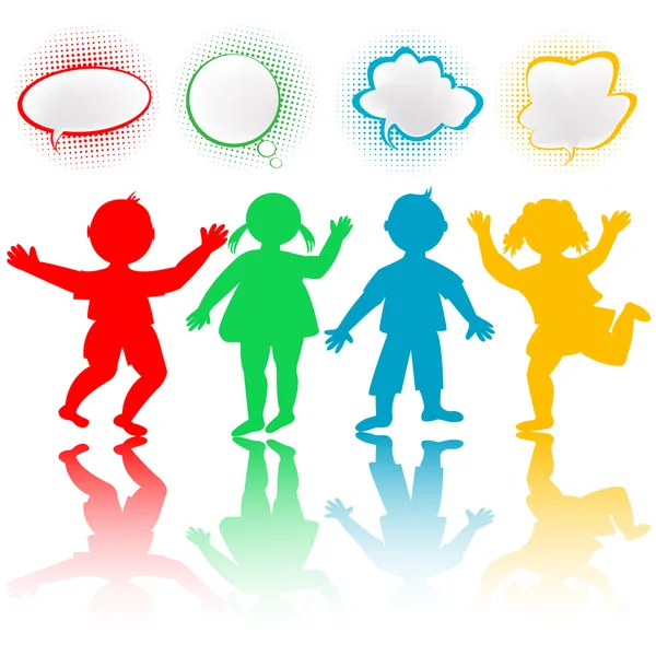Crianças coloridas com bolhas de chat — Fotografia de Stock