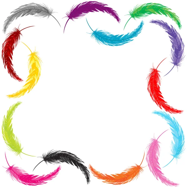 Рамка с цветными перьями — стоковое фото