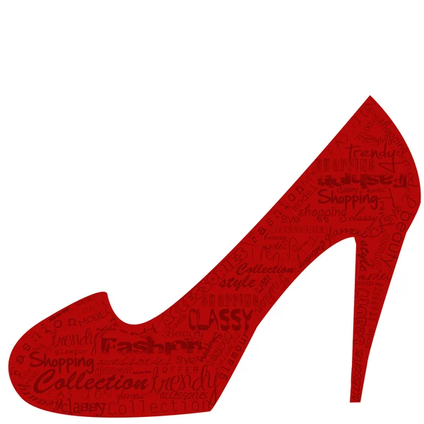Zapato rojo con mensajes de compras — Foto de Stock