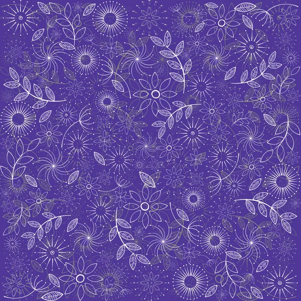 Fondo viola con fiori e foglie — Foto Stock