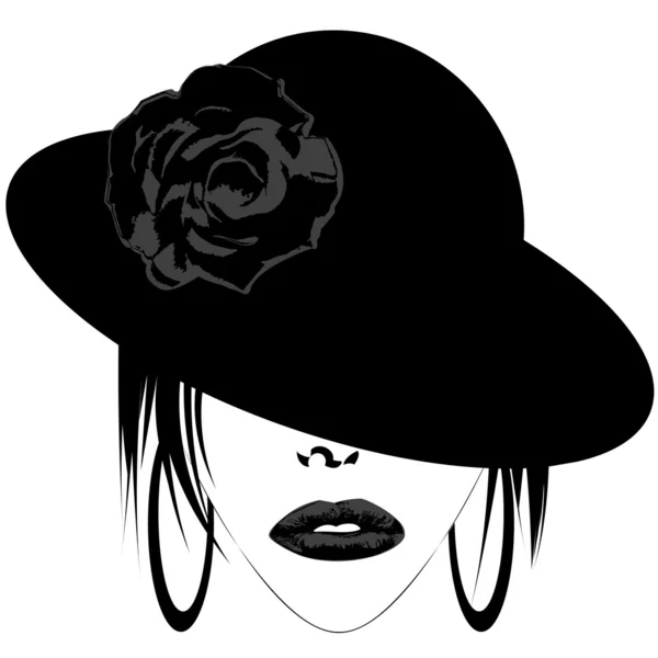 Şapka ve küpeler ile modern kadın — Stok fotoğraf