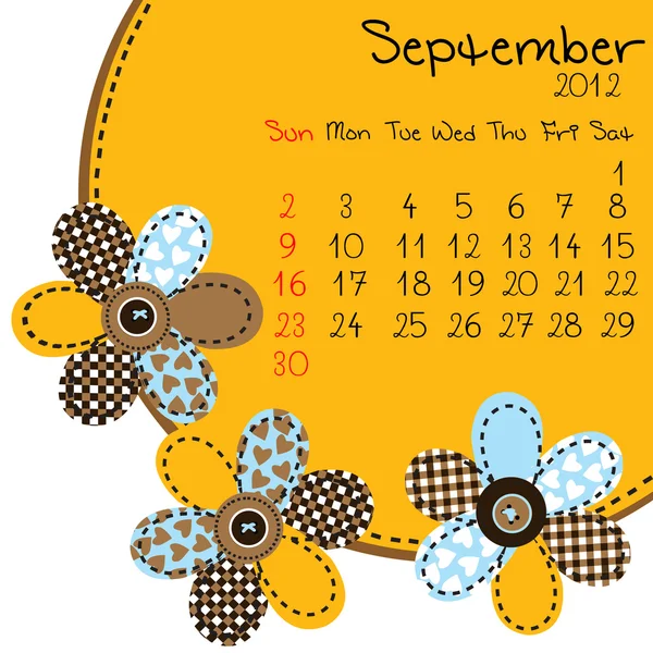 Kalendář září 2012 — Stock fotografie