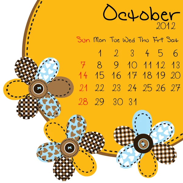 2012 oktober kalendern — Stockfoto
