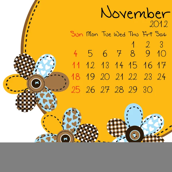 2012 November Calendar — Stock Photo, Image