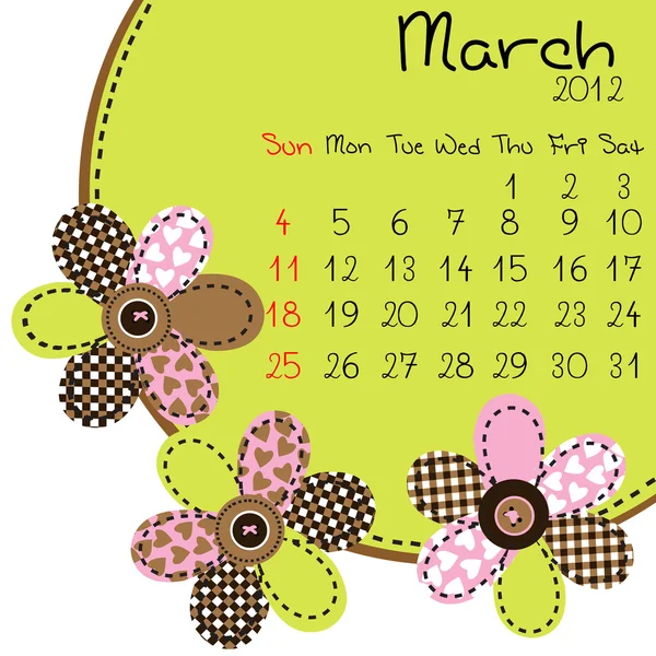 2012 mars kalender — Stockfoto