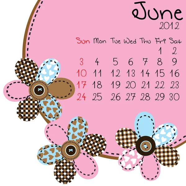 Kalender för 2012 juni — Stockfoto