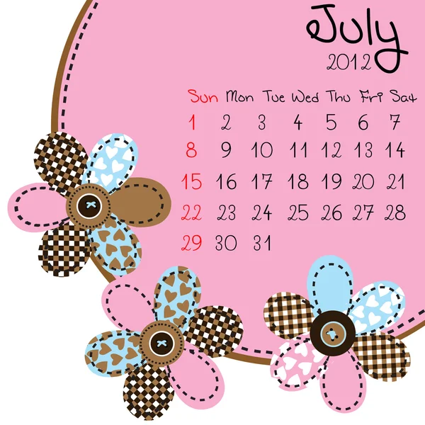 Calendario de julio 2012 —  Fotos de Stock