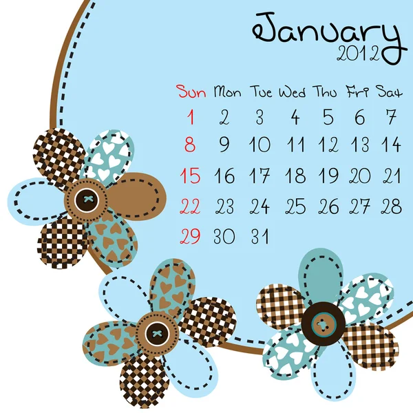 2012 Enero Calendario — Foto de Stock