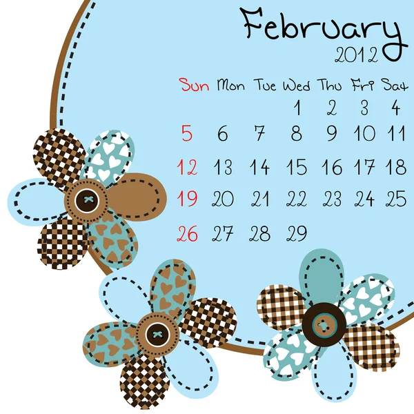 2012 February Calendar — Stock Photo, Image
