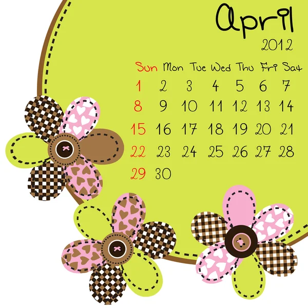 Kalender för 2012 april — Stockfoto