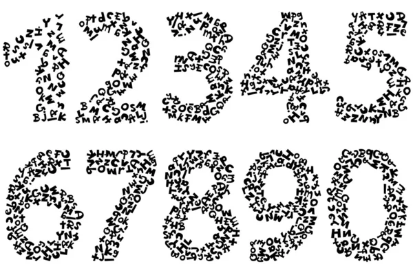 Conjunto de números feitos de letras — Fotografia de Stock