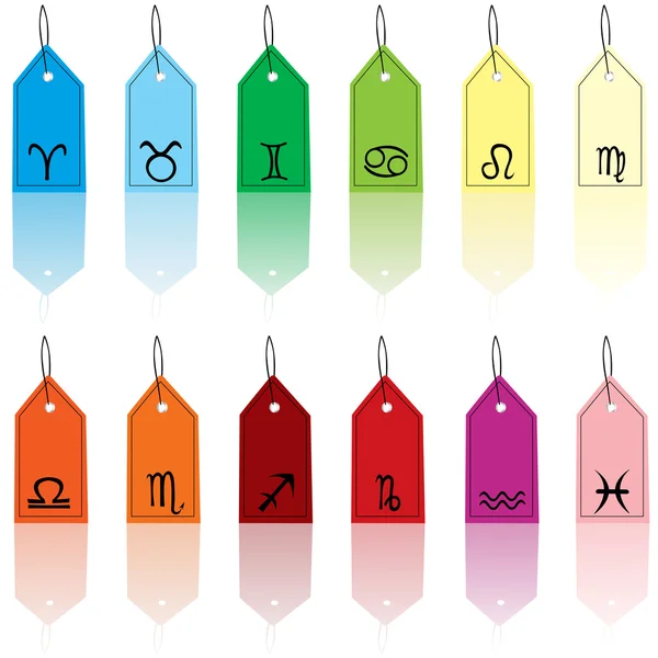Colored tags with zodiacal signs — Stock Photo, Image