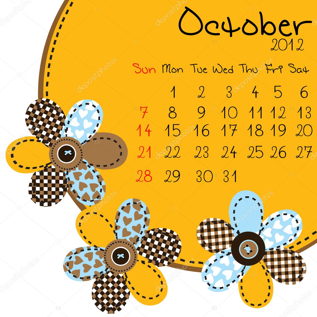 2012 October Calendar Stock Photo © hibrida13 #6433616