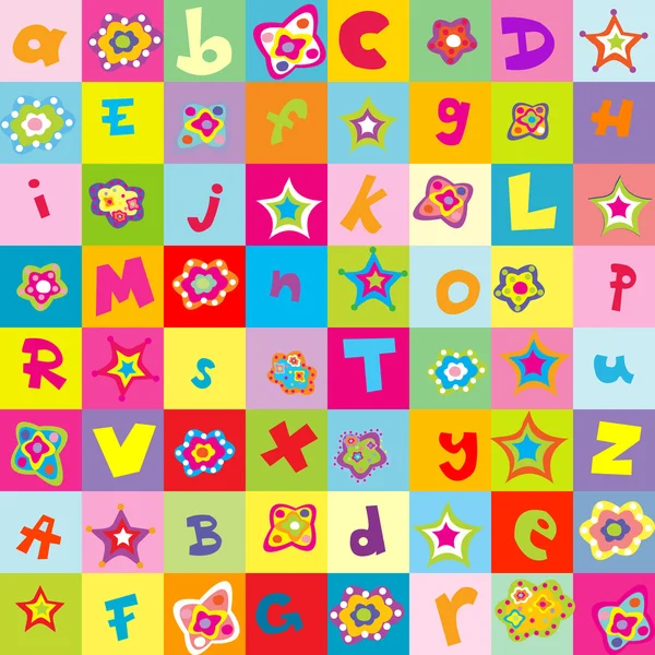 Background with letters and flowers for kindergarten — Stock Photo, Image