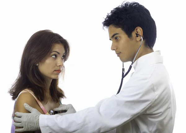 Bayan hasta ile erkek doktor — Stok fotoğraf