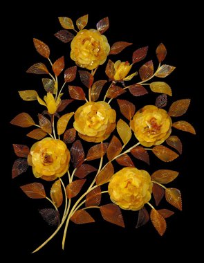 Bouquet of roses made of amber clipart