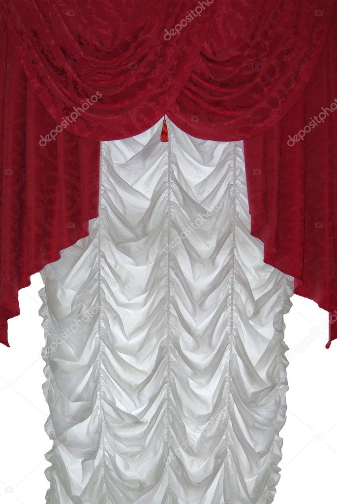 Red curtain on white
