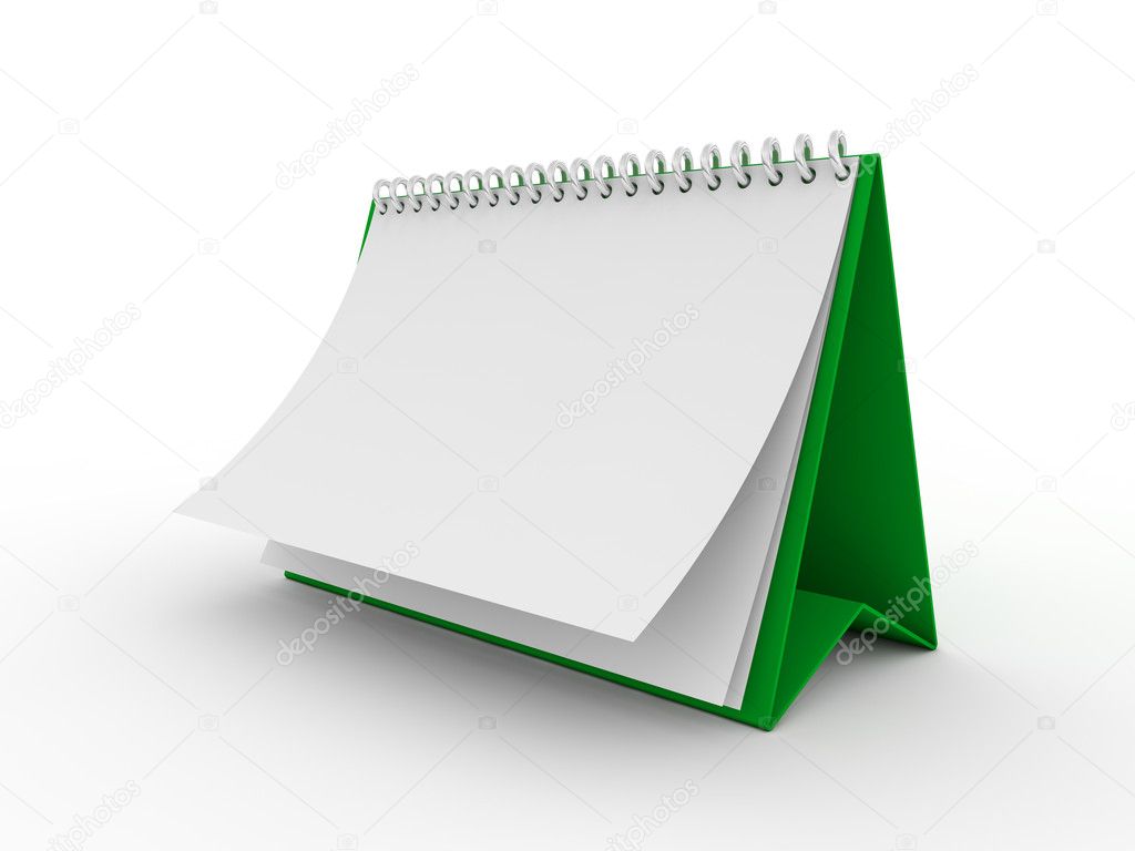 Blank paper calendar isolated on white background