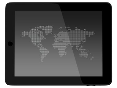 Tablet PC Computer woth world map clipart