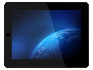 Tablet Computer with Earth view from space clipart