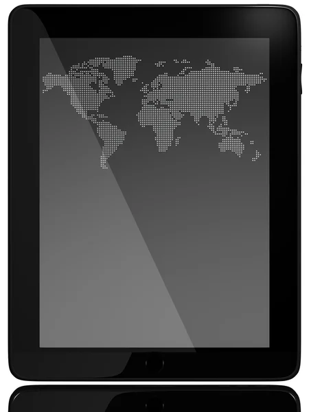 Tablet PC Computer woth mappa del mondo — Foto Stock