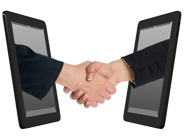 stock image Wireless Internet Handshaking Concept with Tablet Computer