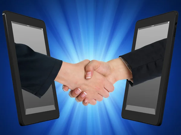 stock image Wireless Internet Handshaking Concept with Tablet Computer