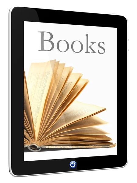 Tablet pc-computer en boek — Stockfoto