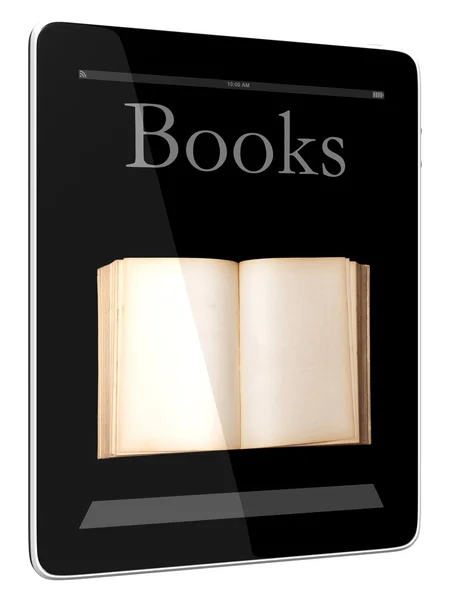 Tablet pc számítógép és könyv — Stock Fotó