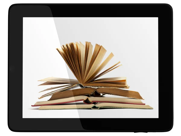 Genérico Tablet Computer and book - Digital Library Concept — Foto de Stock