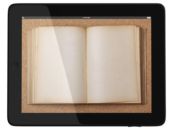 Generiska tablet PC och bok - digitala biblioteket koncept — Stockfoto